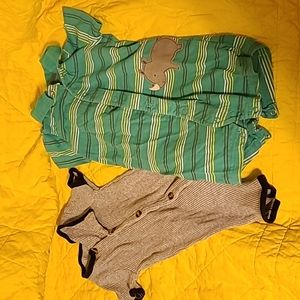 2 18 Month Boy Rompers. Button Up.